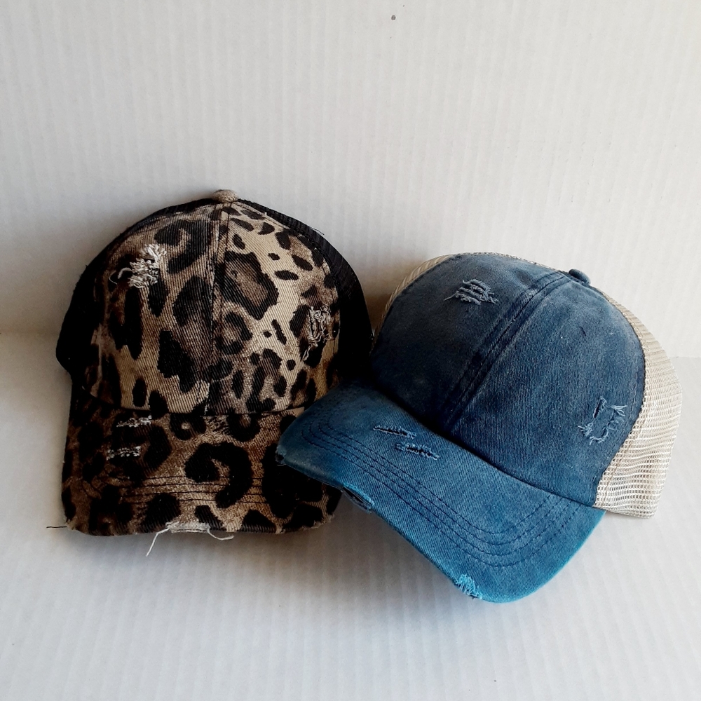 Criss Cross ponytail hat cap bundle